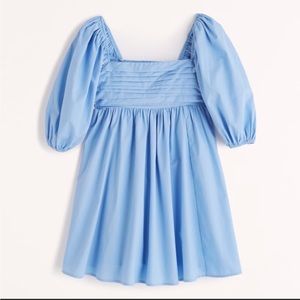 Abercrombie Ruched Bodice Puff Sleeve Mini Dress / Size XL / BLUE